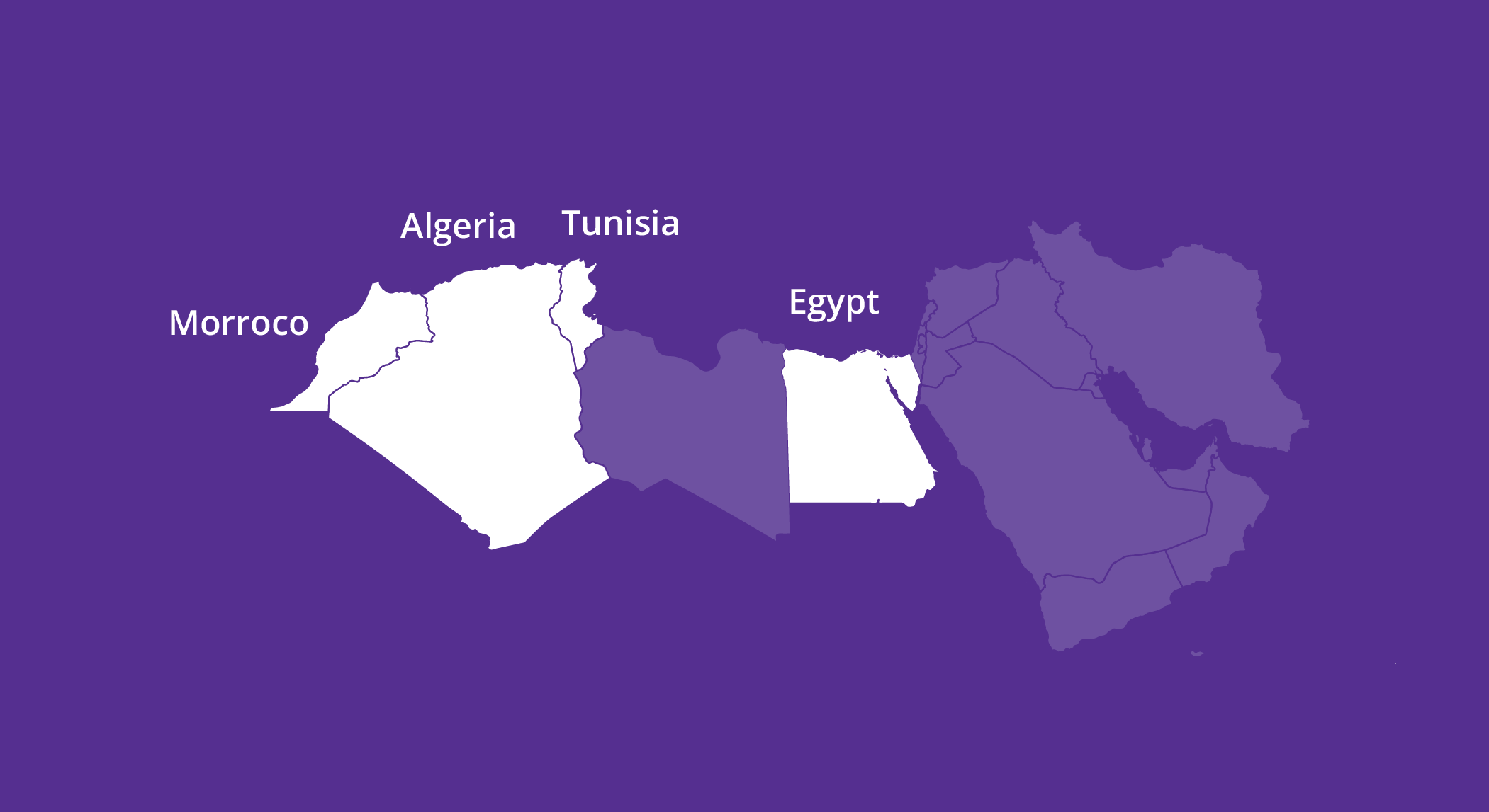 Map of Morroco, Algeria, Tunisia and Egypt